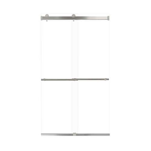 Brevity 48-in X 80-in By-Pass Shower Door with 5/16-in Clear Glass and Barrington Plain Handle, Brushed Stainless