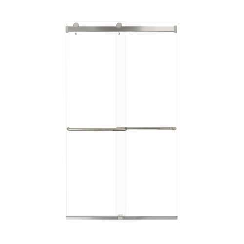 Brevity 48-in X 80-in By-Pass Shower Door with 5/16-in Clear Glass and Contour Handle, Brushed Stainless