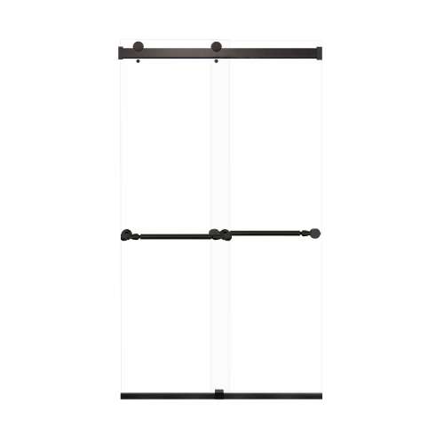 Brevity 48-in X 80-in By-Pass Shower Door with 5/16-in Clear Glass and Nicholson Handle, Matte Black