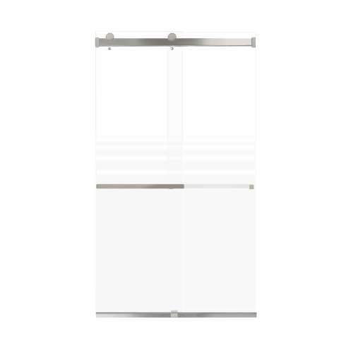 Brevity 48-in X 80-in By-Pass Shower Door with 5/16-in Frost Glass and Contour Handle, Brushed Stainless