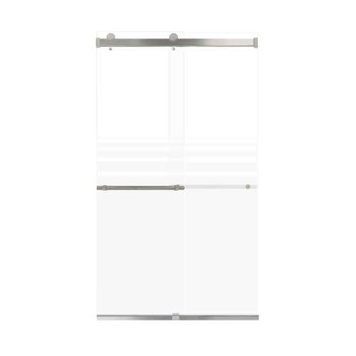 Samuel Mueller Brevity 48-in X 80-in By-Pass Shower Door with 5/16-in Frost Glass and Barrington Knurled Handle, Brushed Stainless