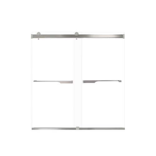 Brevity 60-in X 62-in By-Pass Bathtub Door with 5/16-in Clear Glass and Juliette Handle, Brushed Stainless