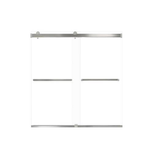 Brevity 60-in X 62-in By-Pass Bathtub Door with 5/16-in Clear Glass and Royston Handle, Brushed Stainless