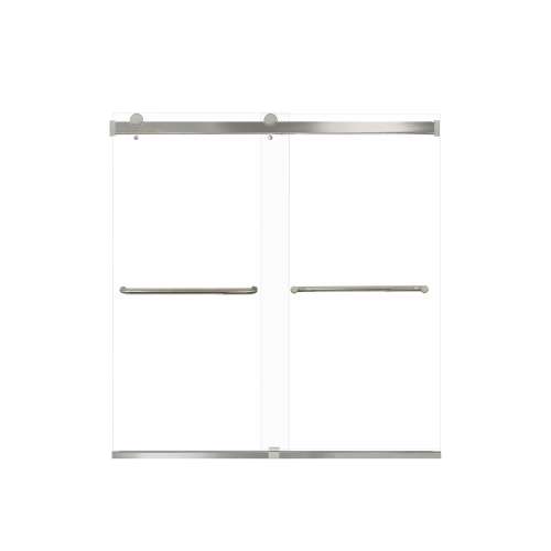 Brevity 60-in X 62-in By-Pass Bathtub Door with 5/16-in Clear Glass and Contour Handle, Brushed Stainless