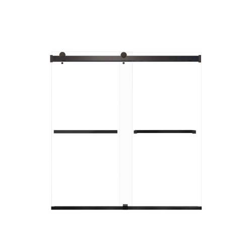 Brevity 60-in X 62-in By-Pass Bathtub Door with 5/16-in Clear Glass and Sampson Handle, Matte Black