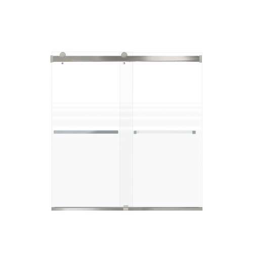 Samuel Mueller Brevity 60-in X 62-in By-Pass Bathtub Door with 5/16-in Frost Glass and Sampson Handle, Brushed Stainless