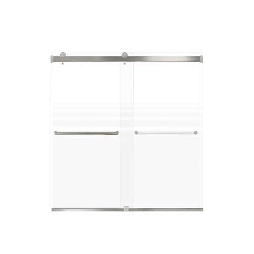 Samuel Mueller Brevity 60-in X 62-in By-Pass Bathtub Door with 5/16-in Frost Glass and Tyler Handle, Brushed Stainless