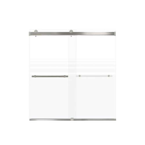 Samuel Mueller Brevity 60-in X 62-in By-Pass Bathtub Door with 5/16-in Frost Glass and Barrington Plain Handle, Brushed Stainless