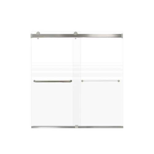 Samuel Mueller Brevity 60-in X 62-in By-Pass Bathtub Door with 5/16-in Frost Glass and Contour Handle, Brushed Stainless