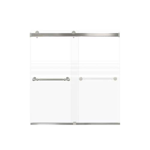 Samuel Mueller Brevity 60-in X 62-in By-Pass Bathtub Door with 5/16-in Frost Glass and Nicholson Handle, Brushed Stainless