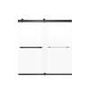 Samuel Mueller Brevity 60-in X 62-in By-Pass Bathtub Door with 5/16-in Frost Glass and Barrington Knurled Handle, Matte Black