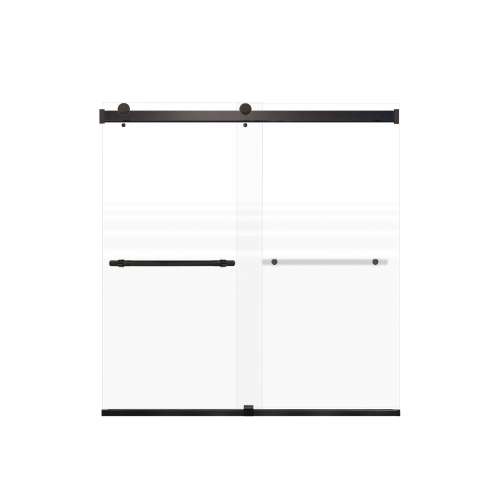 Brevity 60-in X 62-in By-Pass Bathtub Door with 5/16-in Frost Glass and Barrington Knurled Handle, Matte Black