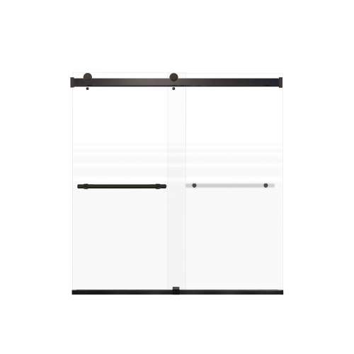 Brevity 60-in X 62-in By-Pass Bathtub Door with 5/16-in Frost Glass and Barrington Plain Handle, Matte Black