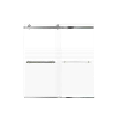 Brevity 60-in X 62-in By-Pass Bathtub Door with 5/16-in Frost Glass and Barrington Knurled Handle, Polished Chrome