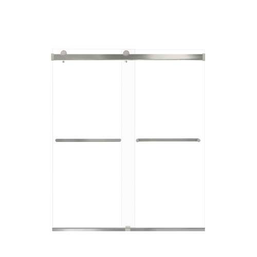 Brevity 60-in X 70-in By-Pass Shower Door with 5/16-in Clear Glass and Royston Handle, Brushed Stainless