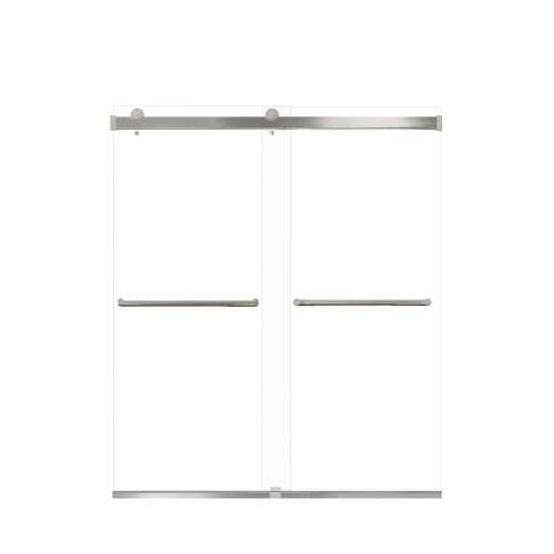 Brevity 60-in X 70-in By-Pass Shower Door with 5/16-in Clear Glass and Tyler Handle, Brushed Stainless