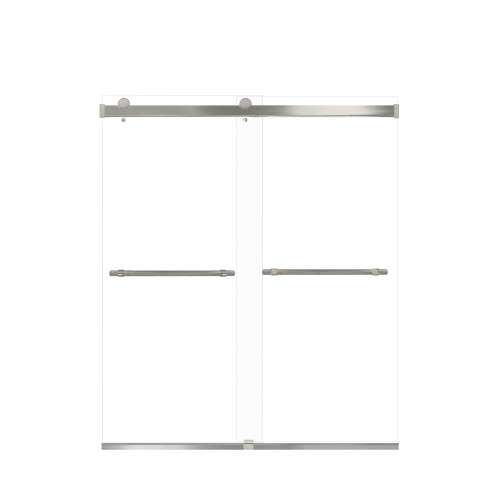 Samuel Mueller Brevity 60-in X 70-in By-Pass Shower Door with 5/16-in Clear Glass and Barrington Knurled Handle, Brushed Stainless