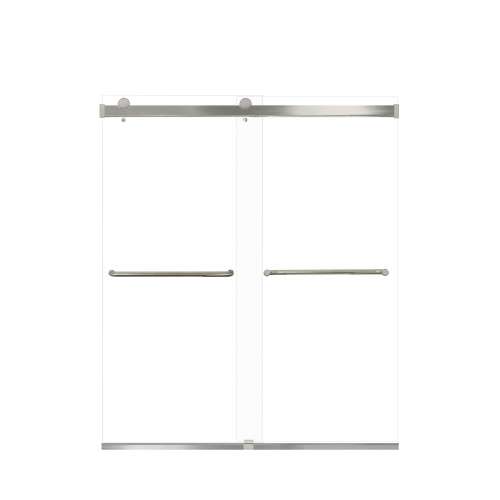 Brevity 60-in X 70-in By-Pass Shower Door with 5/16-in Clear Glass and Contour Handle, Brushed Stainless