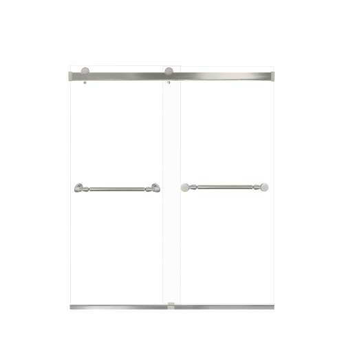 Brevity 60-in X 70-in By-Pass Shower Door with 5/16-in Clear Glass and Nicholson Handle, Brushed Stainless