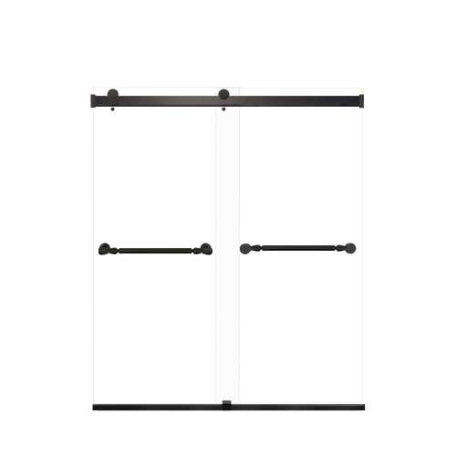 Brevity 60-in X 70-in By-Pass Shower Door with 5/16-in Clear Glass and Nicholson Handle, Matte Black