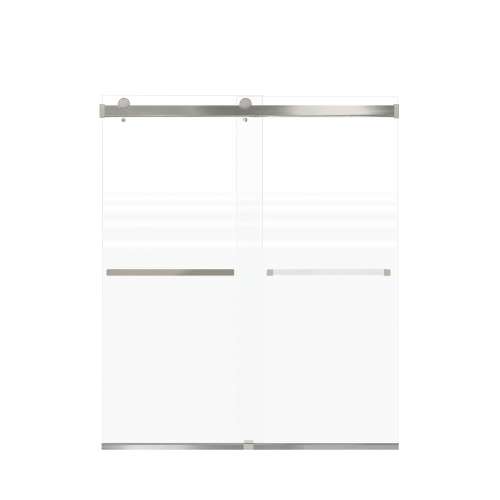 Brevity 60-in X 70-in By-Pass Shower Door with 5/16-in Frost Glass and Sampson Handle, Brushed Stainless