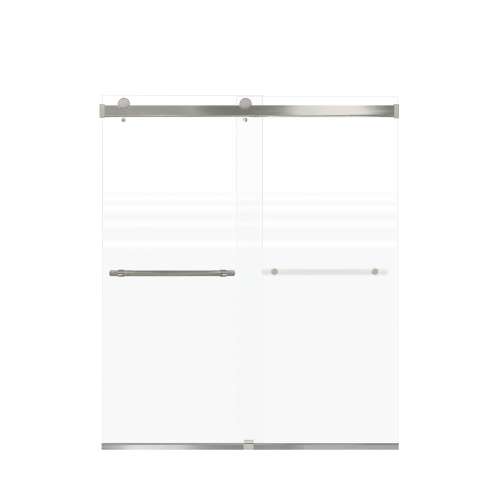 Samuel Mueller Brevity 60-in X 70-in By-Pass Shower Door with 5/16-in Frost Glass and Barrington Knurled Handle, Brushed Stainless
