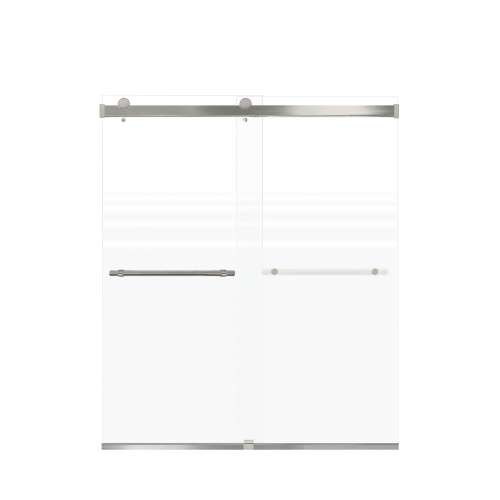 Brevity 60-in X 70-in By-Pass Shower Door with 5/16-in Frost Glass and Barrington Plain Handle, Brushed Stainless