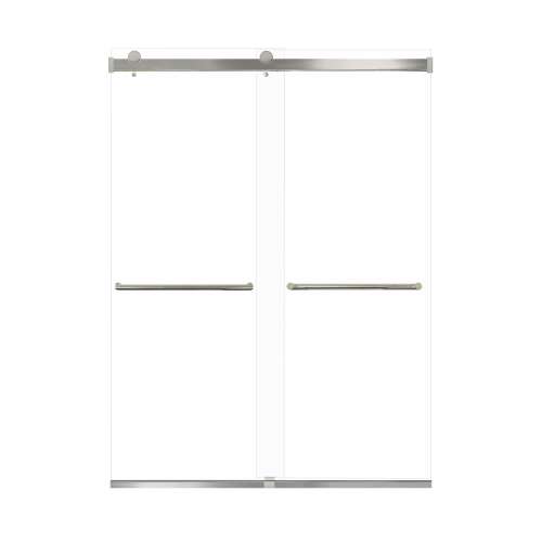 Brevity 60-in X 80-in By-Pass Shower Door with 5/16-in Clear Glass and Tyler Handle, Brushed Stainless