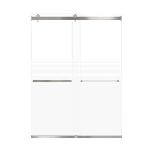 Brevity 60-in X 80-in By-Pass Shower Door with 5/16-in Frost Glass and Royston Handle, Brushed Stainless