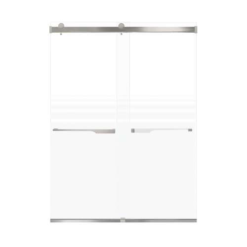 Brevity 60-in X 80-in By-Pass Shower Door with 5/16-in Frost Glass and Sampson Handle, Brushed Stainless