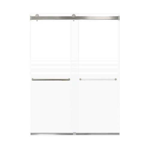 Brevity 60-in X 80-in By-Pass Shower Door with 5/16-in Frost Glass and Tyler Handle, Brushed Stainless