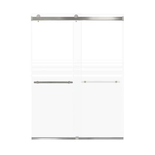 Samuel Mueller Brevity 60-in X 80-in By-Pass Shower Door with 5/16-in Frost Glass and Barrington Knurled Handle, Brushed Stainless