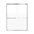 Brevity 60-in X 80-in By-Pass Shower Door with 5/16-in Frost Glass and Nicholson Handle, Brushed Stainless