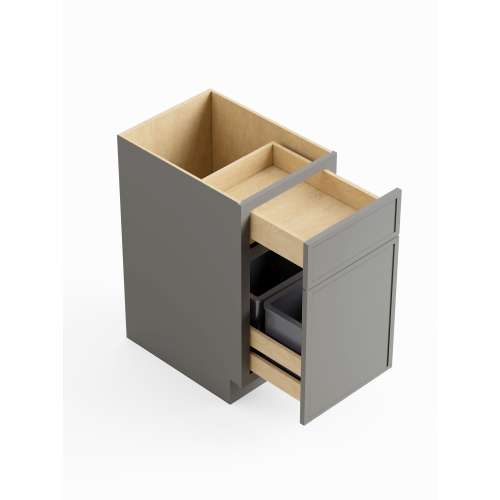 SMBWB18-D-ASM-FR02-LG Framington 18-in x 24-in x 35-in Assembled Latitude Double Trash Can Pull-Out Base Cabinet, Light Grey