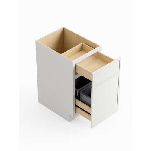 SMBWB18-D-ASM-FR02-WH Framington 18-in x 24-in x 35-in Assembled Latitude Double Trash Can Pull-Out Base Cabinet, White