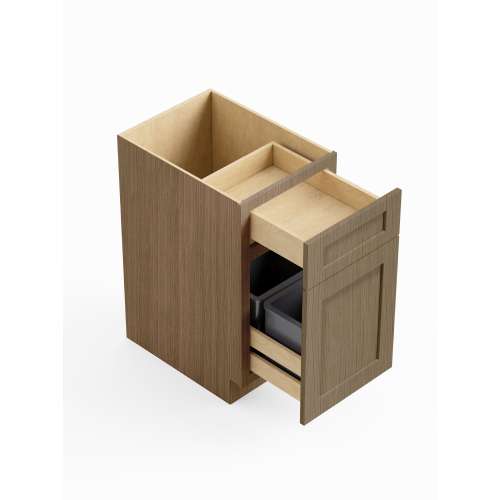 SMBWB18-D-RTA-FR01-TW Framington 18-in x 24-in x 35-in Ready To Assemble Remington Double Trash Can Pull-Out Base Cabinet, Tan Wood