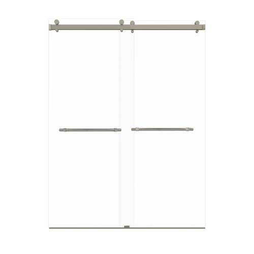 Bradley 60-in X 80-in By-Pass Shower Door with 3/8-in Clear Glass and Barrington Knurled Handle, Brushed Stainless