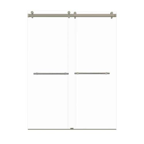 Bradley 60-in X 80-in By-Pass Shower Door with 3/8-in Clear Glass and Barrington Plain Handle, Brushed Stainless