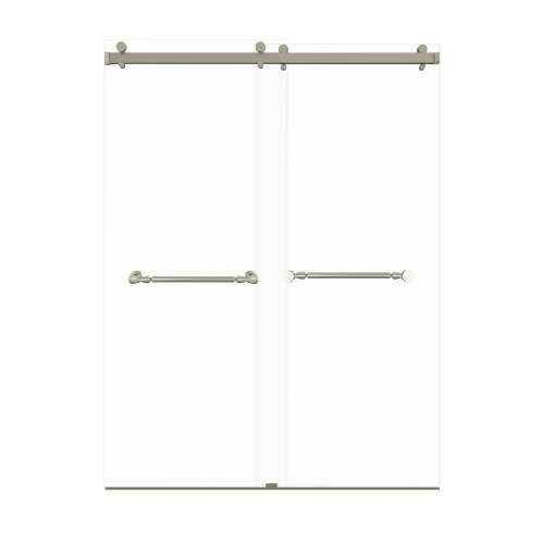 Samuel Mueller Bradley 60-in X 80-in By-Pass Shower Door with 3/8-in Clear Glass and Nicholson Handle, Brushed Stainless