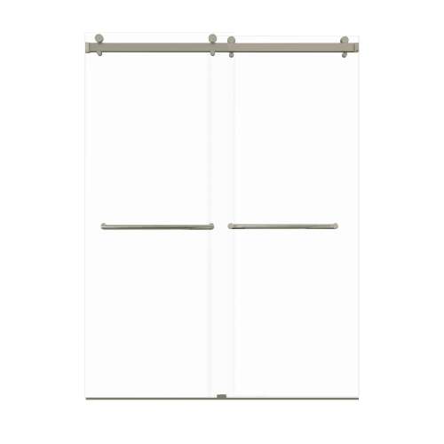 Samuel Mueller Bradley 60-in X 80-in By-Pass Shower Door with 3/8-in Clear Glass and Tyler Handle, Brushed Stainless