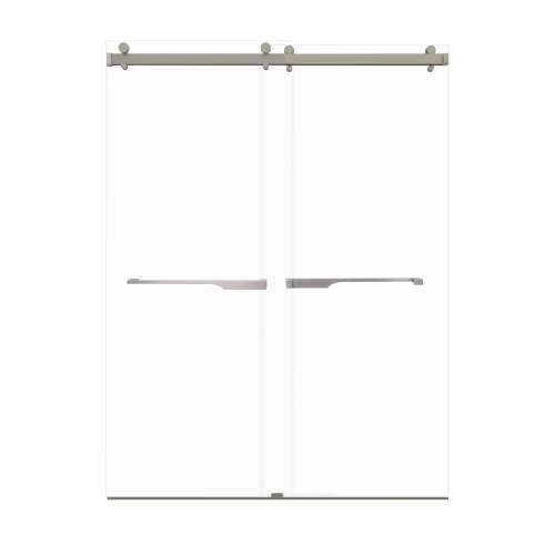 Samuel Mueller Bradley 60-in X 80-in By-Pass Shower Door with 3/8-in Low Iron Glass and Juliette Handle, Brushed Stainless
