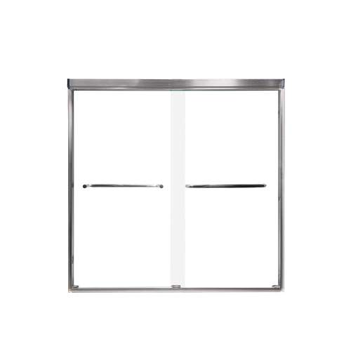 Cecelia 60-in X 60-in By-Pass Shower Door with 1/4-in Clear Glass and Contour Handle, Brushed Stainless