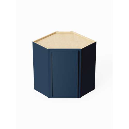 Framington 24-in x 12-in x 36-in Assembled Latitude Diagonal Corner Wall Cabinet With Left-Hand Opening Door, Navy Blue, SMDCW2436L-ASM-FR02-NB