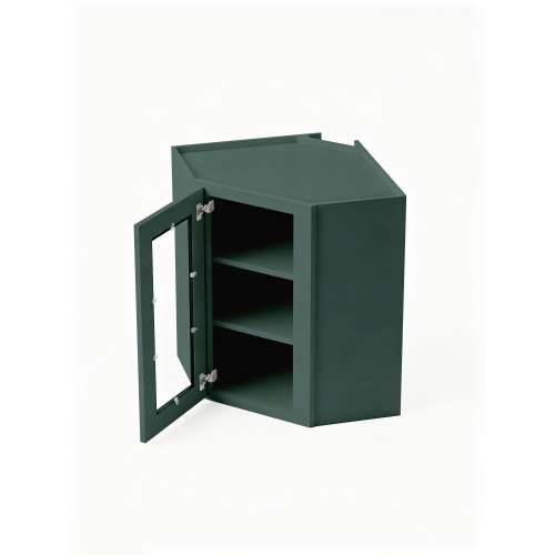 24 in. x 36 in. Assembled Easy Reach Wall Cabinet with Left Remington Frame Clear Glass Door, Green, SMDCW2436GDL-ASM-FR01-GR-C