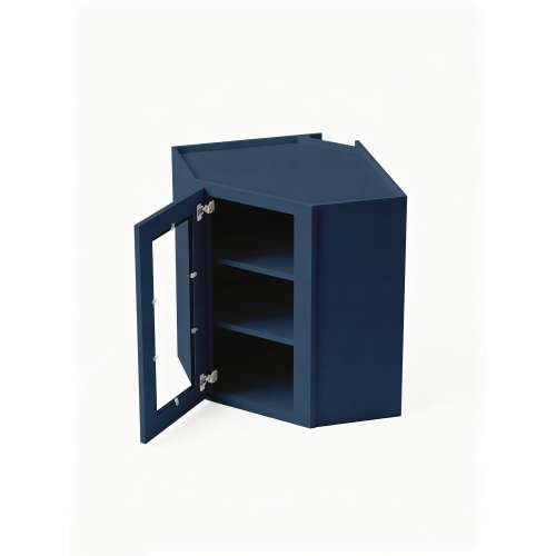 24 in. x 36 in. Assembled Easy Reach Wall Cabinet with Left Remington Frame Clear Glass Door, Navy Blue, SMDCW2436GDL-ASM-FR01-NB-C