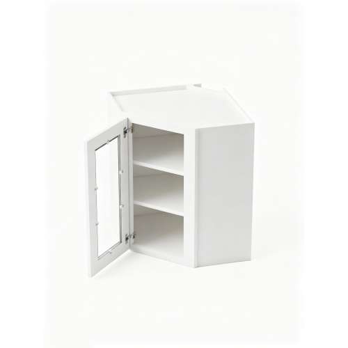 24 in. x 36 in. Assembled Easy Reach Wall Cabinet with Left Remington Frame Clear Glass Door, White, SMDCW2436GDL-ASM-FR01-WH-C