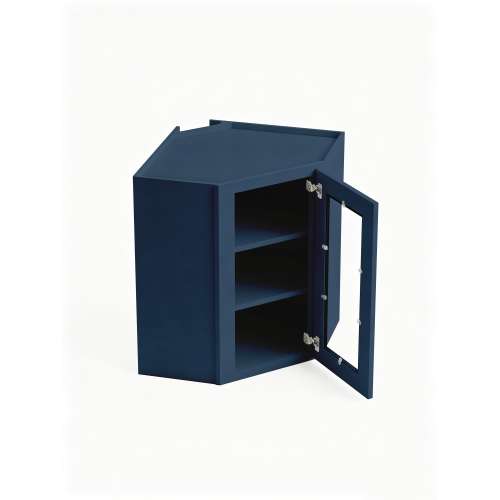 24 in. x 30 in. Assembled Easy Reach Wall Cabinet with Right Remington Frame Clear Glass Door, Navy Blue, SMDCW2430GDR-ASM-FR01-NB-C