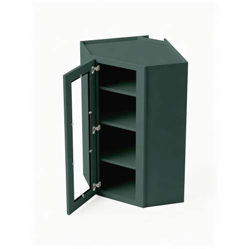 24 in. x 42 in. Assembled Easy Reach Wall Cabinet with Left Remington Frame Clear Glass Door, Green, SMDCW2442GDL-ASM-FR01-GR-C