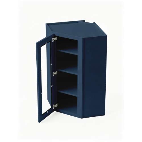 24 in. x 42 in. Assembled Easy Reach Wall Cabinet with Left Remington Frame Clear Glass Door, Navy Blue, SMDCW2442GDL-ASM-FR01-NB-C