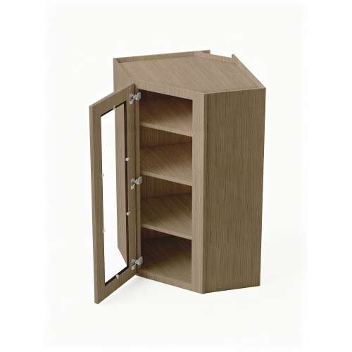 24 in. x 42 in. Assembled Easy Reach Wall Cabinet with Left Remington Frame Clear Glass Door, Tan Wood, SMDCW2442GDL-ASM-FR01-TW-C